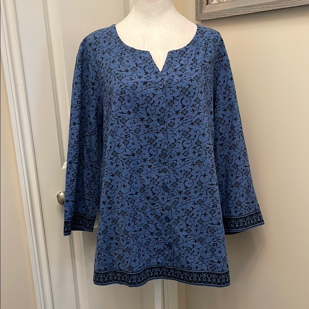 Serengeti Blue 3/4 Sleeve Relaxed Fit Tunic XXL